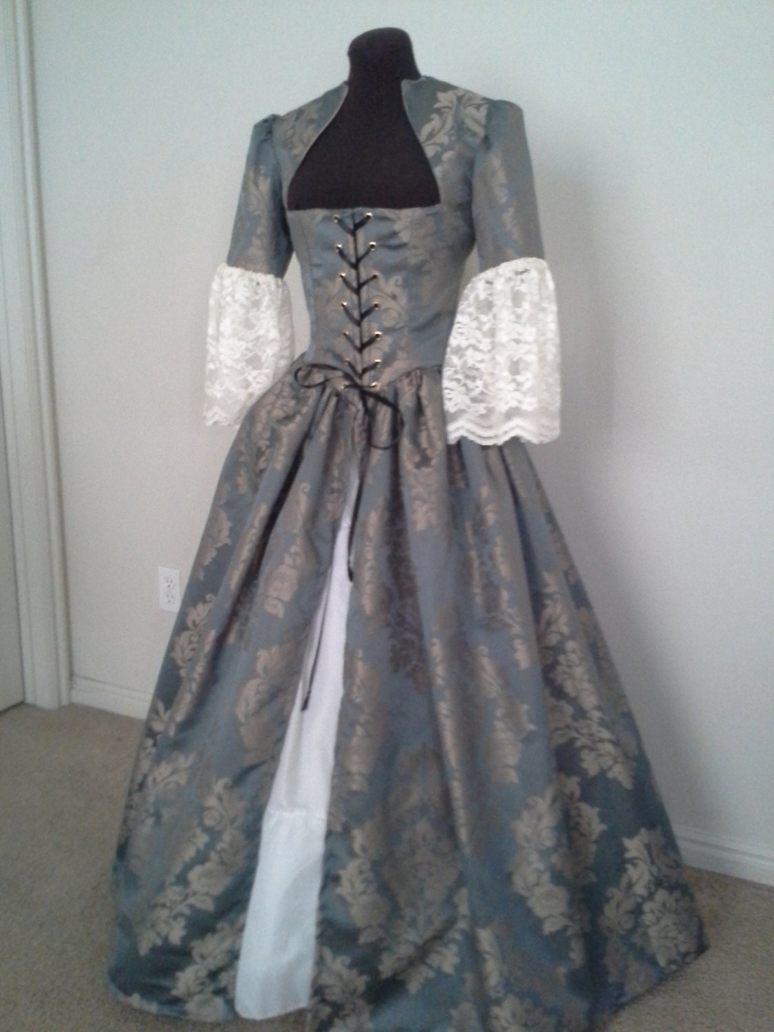 French REnaissance Over Dress Gown Pale Blue and Gold only one