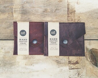 Mens leather wallet // Handmade leather pouch // Gift for Him // Simple dark brown wallet // Coin Pouch // Christmas Gift for dad boyfriend