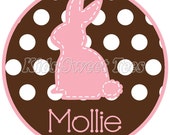 brown polka dot bunny - personalized - digital image Il_170x135