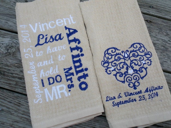 Wedding Kitchen Towel Set, Wedding Gift, Cotton Anniversary Gift, 2nd ...