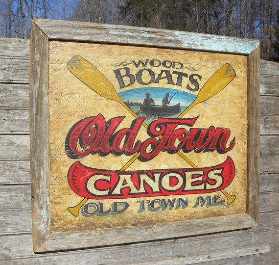 Old Town Canoe Sign hand made original wooden sign ZO WC2