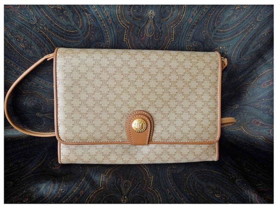 celine beige leather clutch bag classic