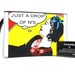 So lovely CHANEL pre-loved patent enamel clutch purse in rare print, Just a drop of Number 5, Chanel figure in black, yellow, and red.