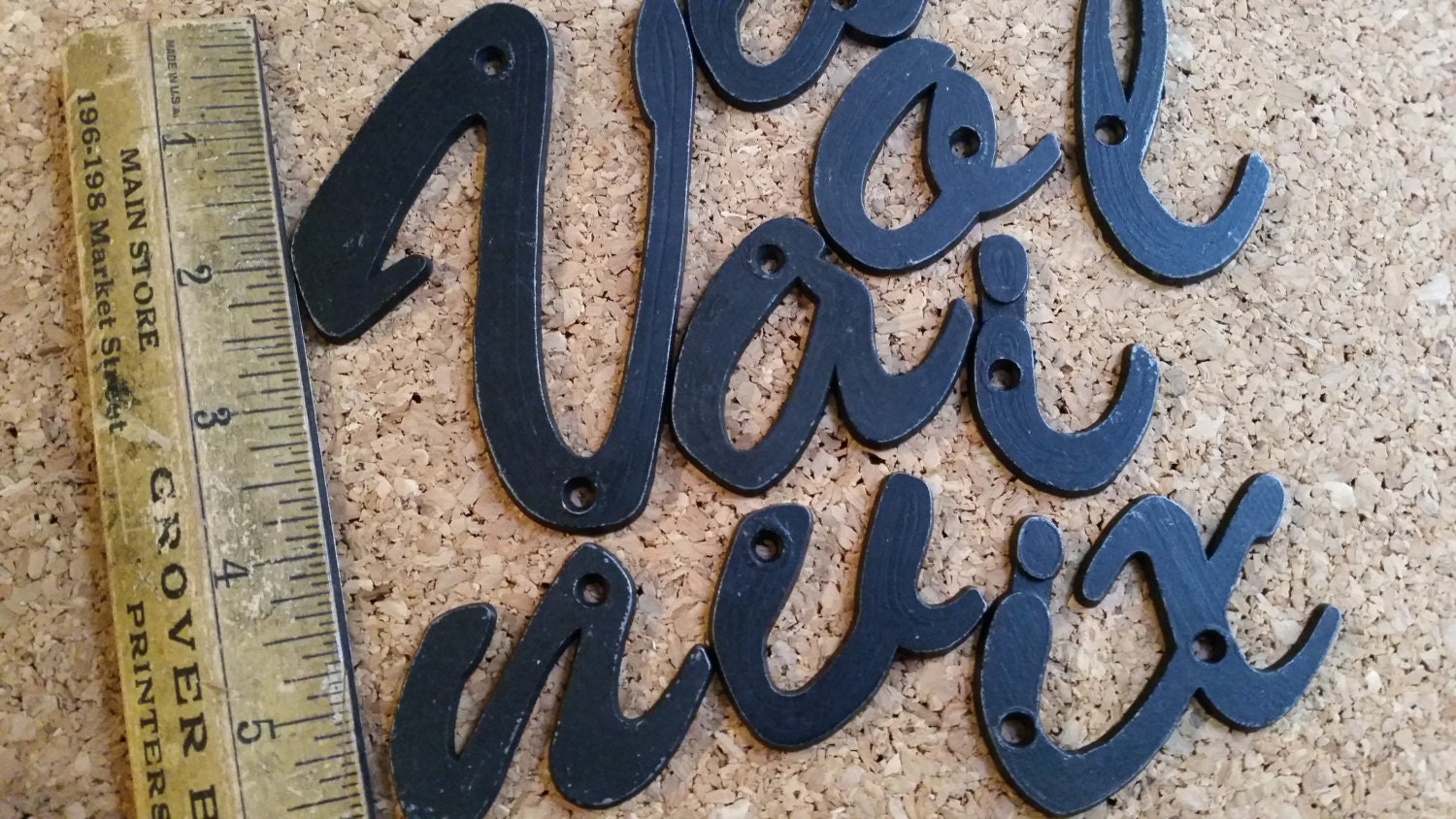 Lot Vintage Black Metal Letters Cast Iron by