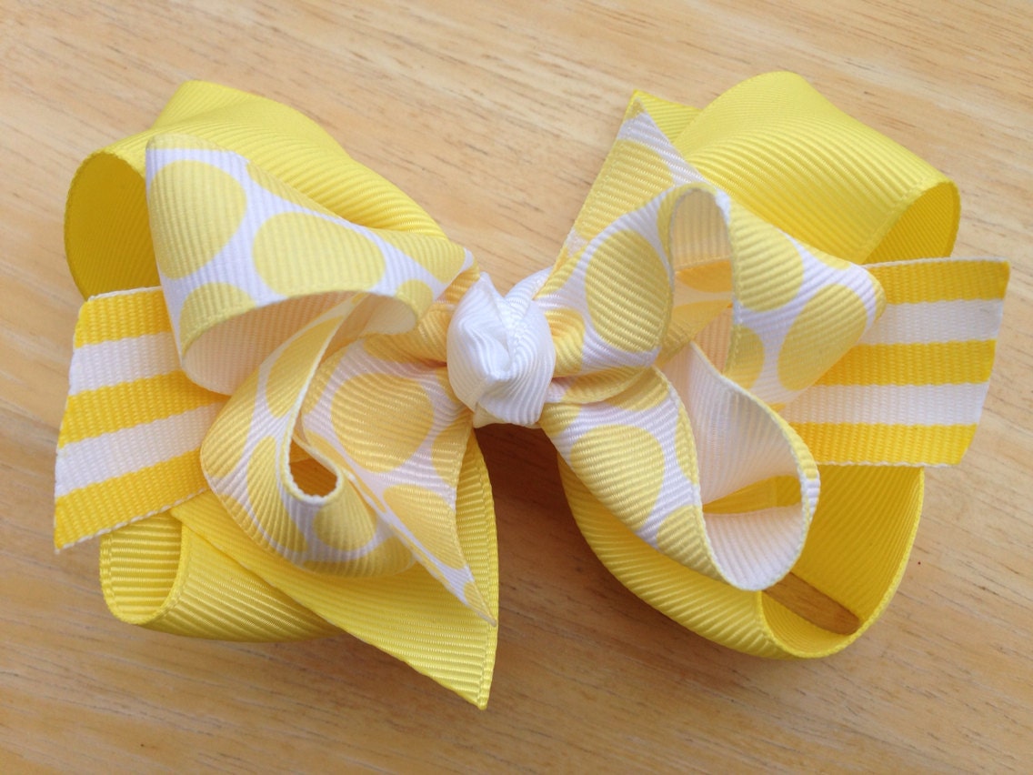 Summer sunshine double boutique bow yellow boutique bow