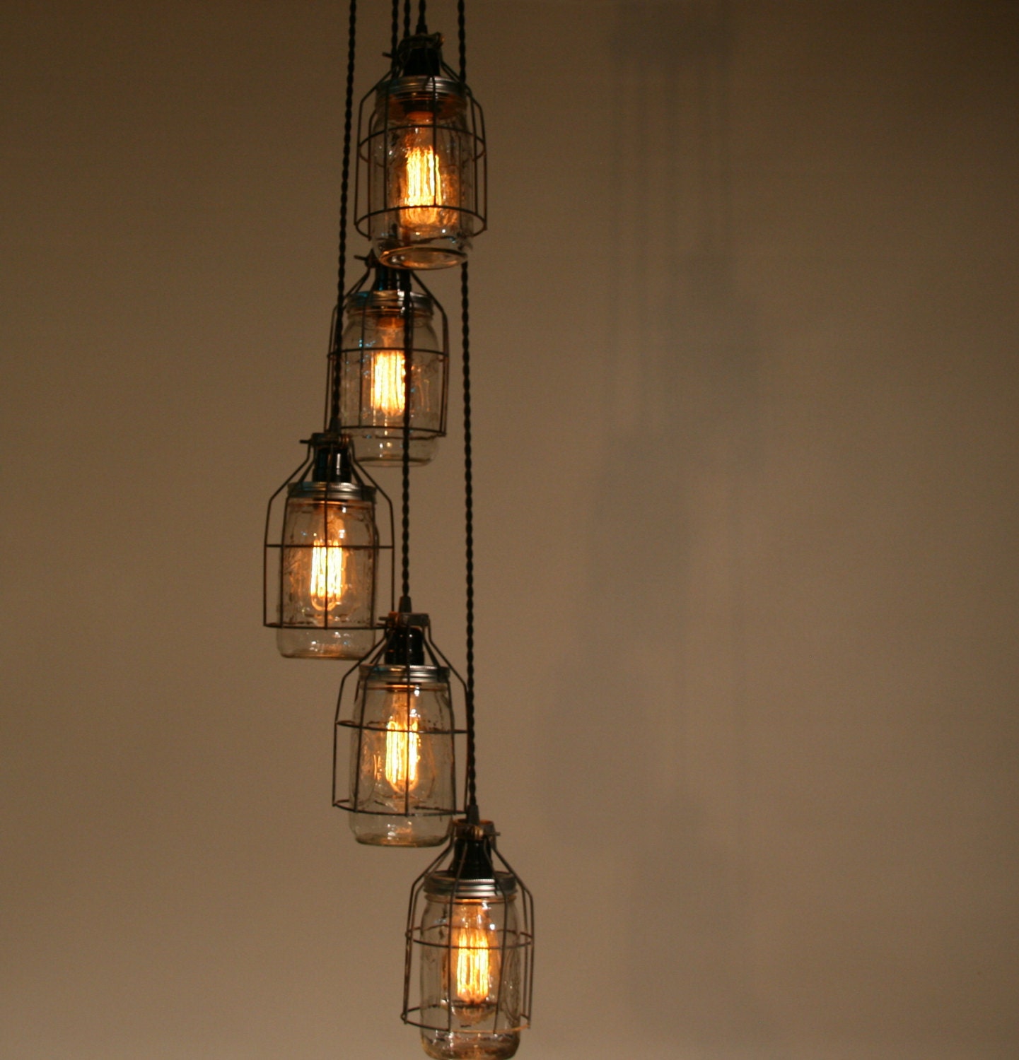 diy chandelier jar mason light Pendant by Jar Chandelier IndustrialRewind Industrial Light