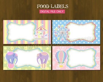 Carnival Carousel Printable Food Labels - Amusement Park Party for ...