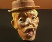 Antique Vintage Toby form Tobacco Jar Humidor // Boater Hat Quartet Singer 1 // from Successionary