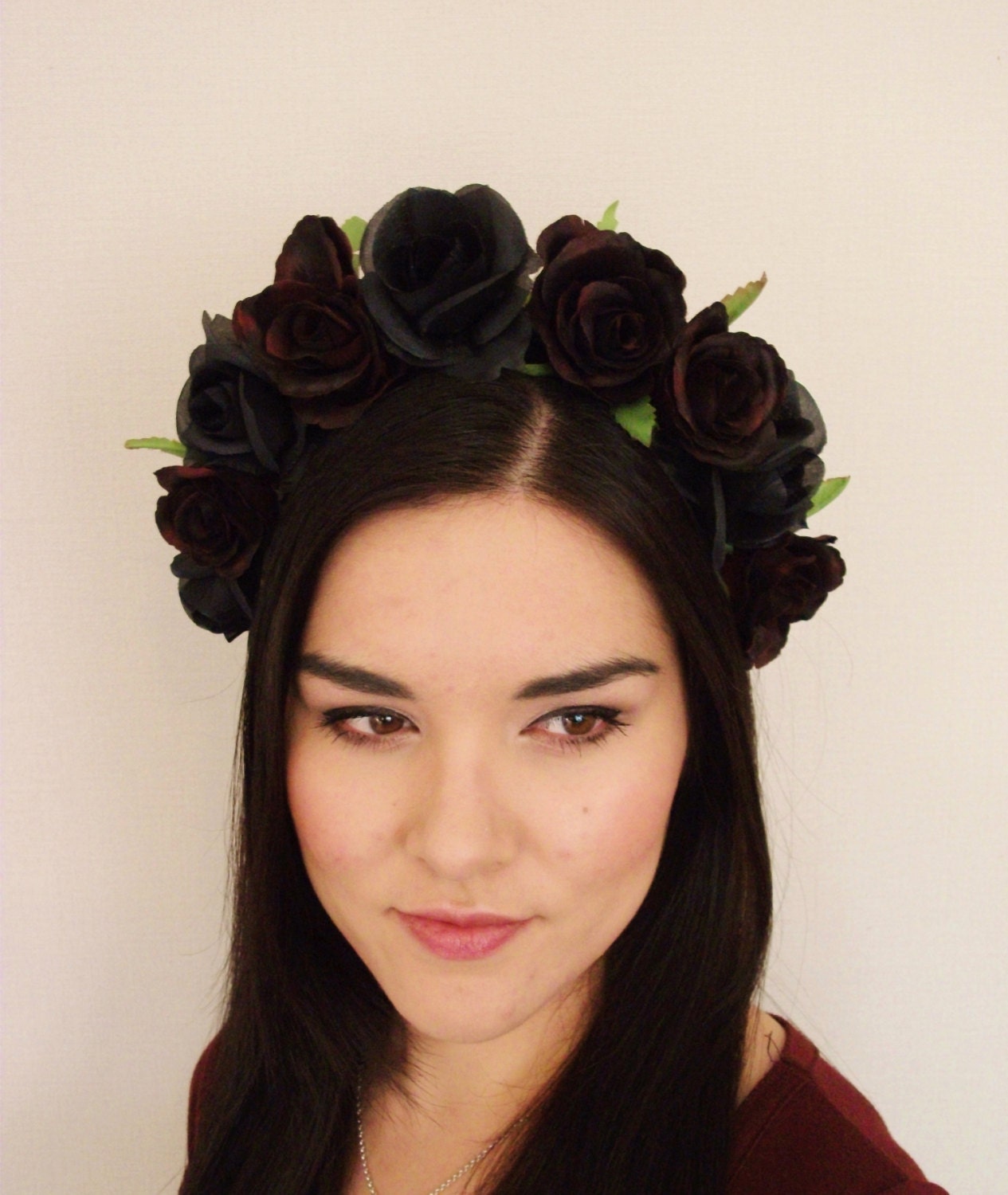 Red Black Rose Flower Crown - floral headband, flower crown, floral wreath, fascinator - il_fullxfull.598219775_cabz