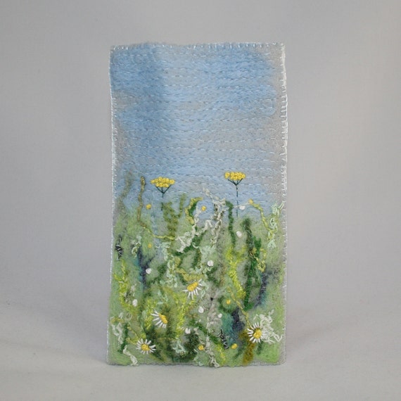 Glasses  Case  Meadow Embroidered and Felted by Lynwoodcrafts
