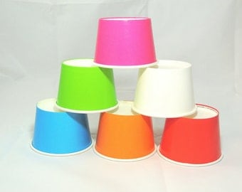 78- 8 oz Party Cups, 6 Colors! Ice Cream Cups Snack Cups Cupcake cups Fruit Cups Candy Cups Tough and Sturdy Cold Cups Hot Cups Paper Cups.