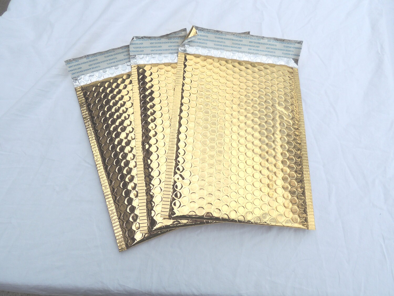 10 6x10 Gold Metallic Beautiful Bubble Mailers Self Seal