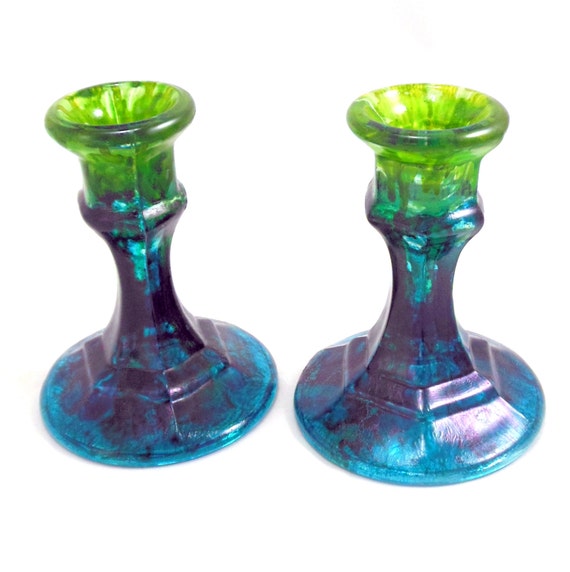 Items similar to Glass Taper Candle Holders on Etsy