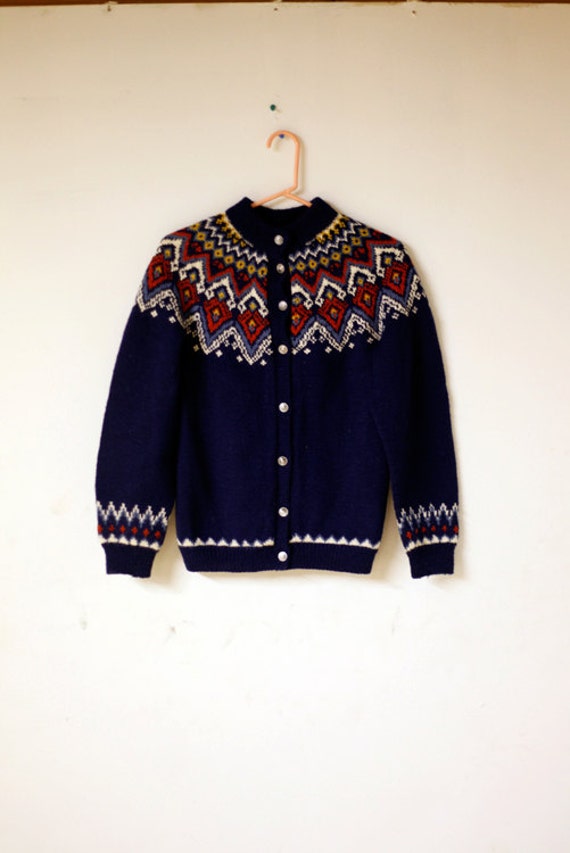 Reserved // Vintage Handmade Wool Norwegian Style Button Up