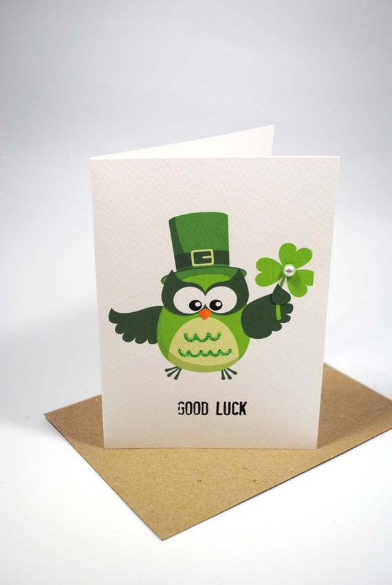 Good Luck Card Luck of the Irish Owl GDL005 by MumandMeDesigns