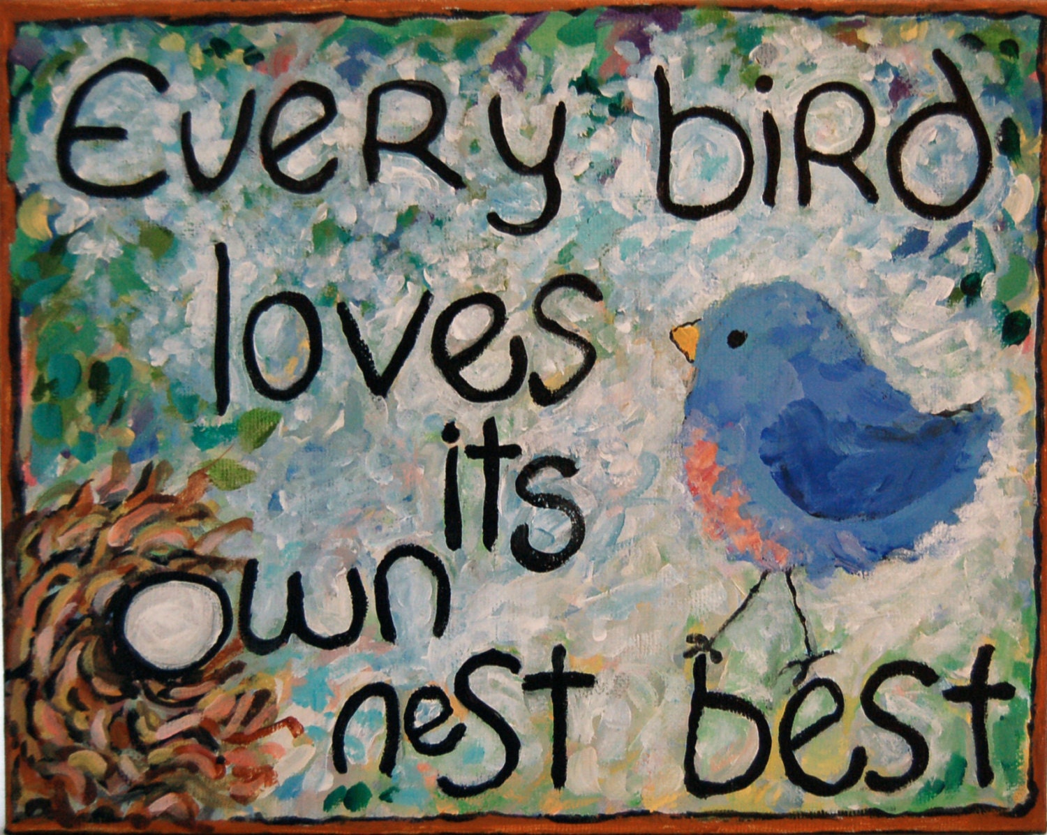 bird nest whimsical art quote print choose your size Peggy