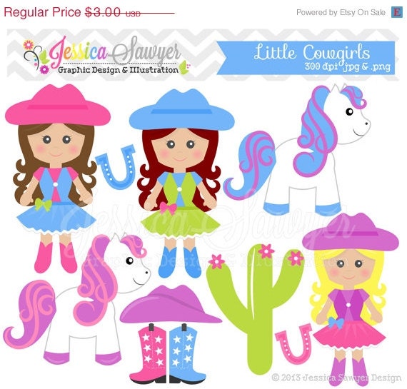 50% OFF - INSTANT DOWNLOAD, cowgirl clip art, cute western clipart, for commercial use, scrapbooking, invitations Il_570xn