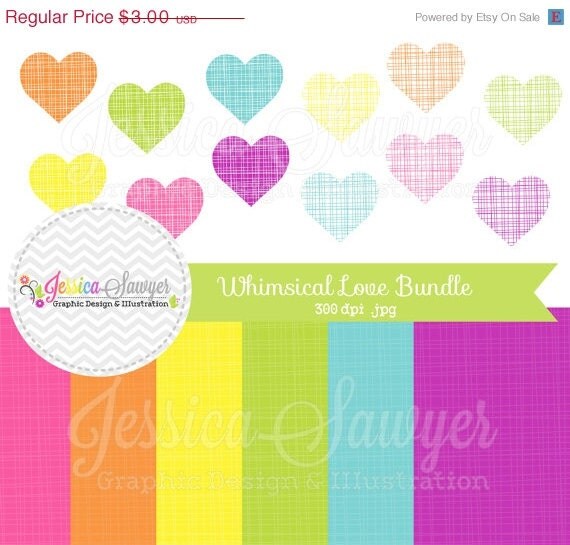 50% OFF - INSTANT DOWNLOAD, - heart clipart, linen textured background, linen digital paper, for commercial use, greeting cards, invites Il_570xn
