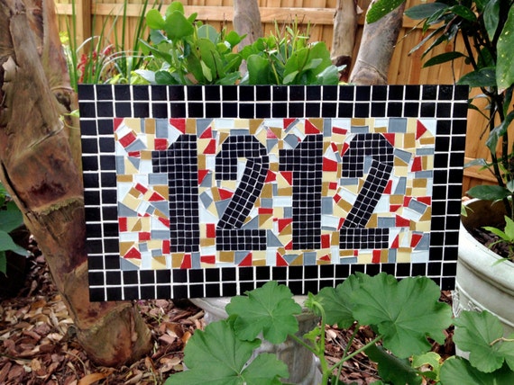 Custom Mosaic Address Sign 