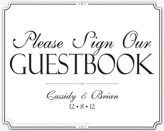 Wedding Guest Book Sign - PRINTABLE DIY Digital File Sign - Please Sign Our Guestbook - Classic Wedding Collection Il_570xn