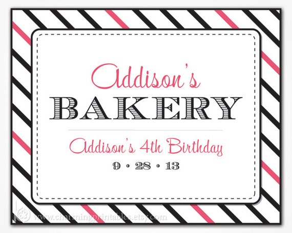 Printable Buffet Sign - Custom Colors, Fonts - Digital File Candy Buffet, Dessert Table, Cookie Buffet Sign - Stripe Pattern Collection Il_570xn