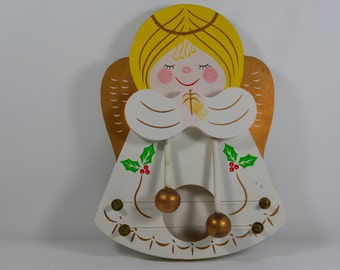 ANGEL DOOR CHIME-Vintage Wooden Wire Harp-Folk Art Music-Country Home Decor-Musical Greeting Welcome-Retro 1988-Decoration-Accessory