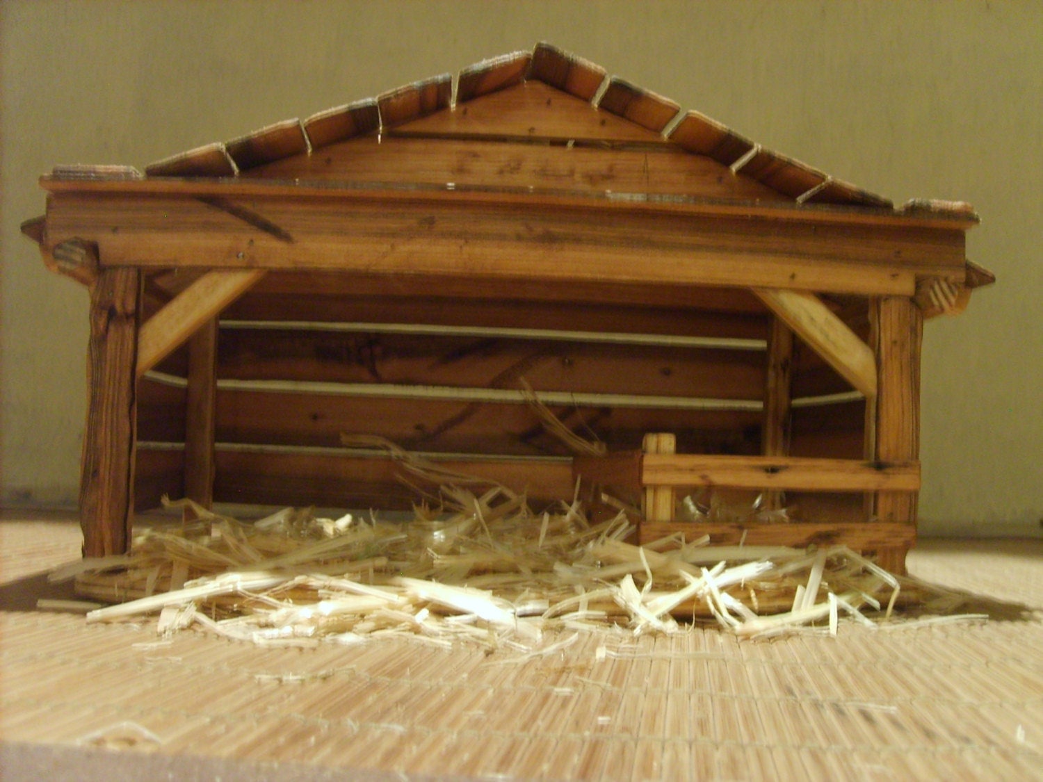 Wooden Creche Nativity Stable by TheMomandPopWoodshop on Etsy