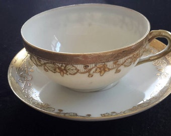 Nippon Handpainted Teacup and Saucer
