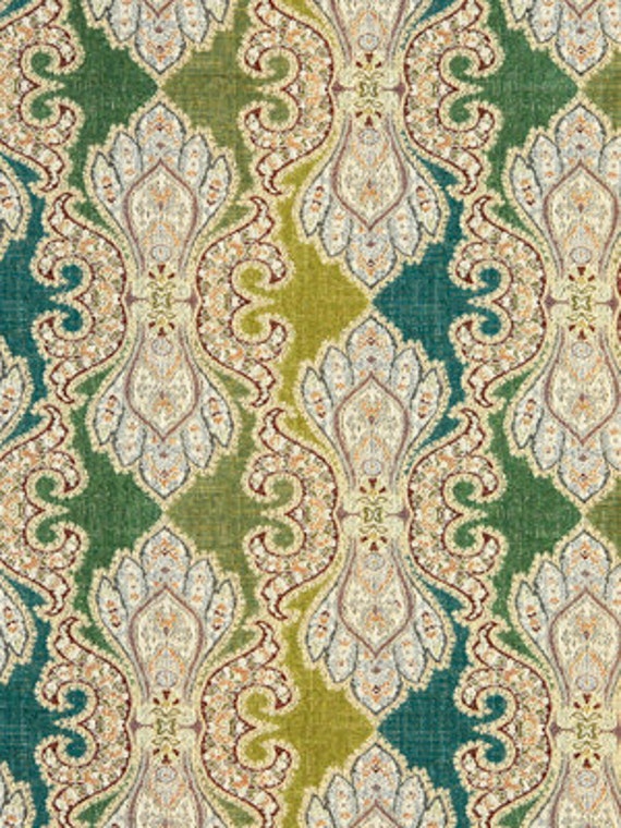Teal Damask Fabric Contemporary Damask Design by PopDecorFabrics