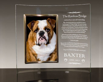 Personalized Dog Memorial Glass Frame - Rainbow Bridge Poem | Rainbow Bridge Gifts