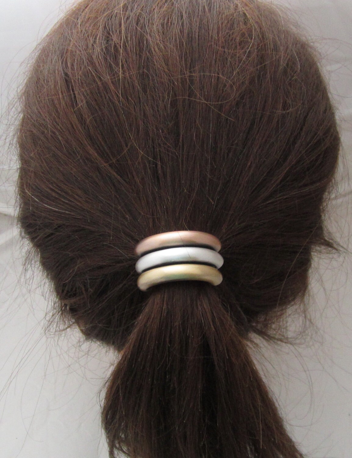 Ponytail Holder Mixed Metal TubesSterling SilverCopperBrass