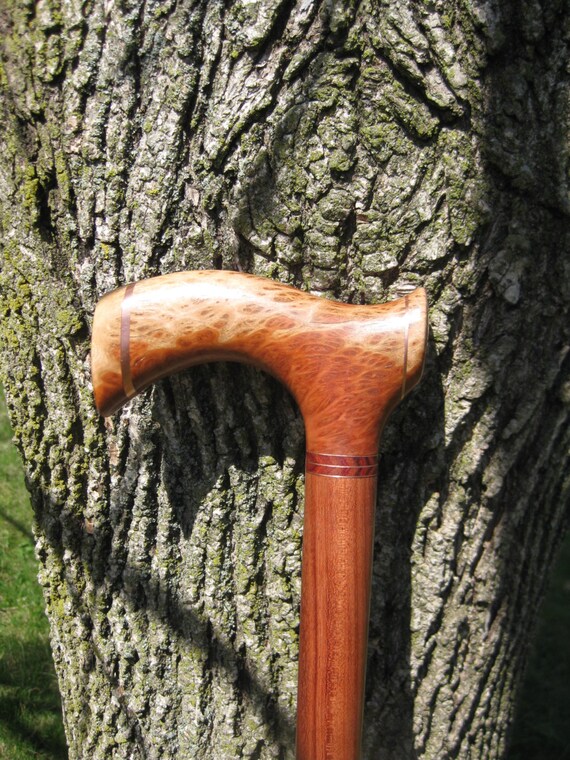 Afzelia Burl Exotic Wood Walking Cane Collector Item by gammamike
