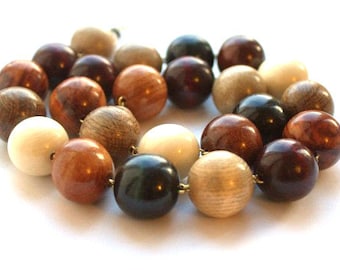 Wooden Beads Spring. Organic necklace. Handmade wooden jewelry.