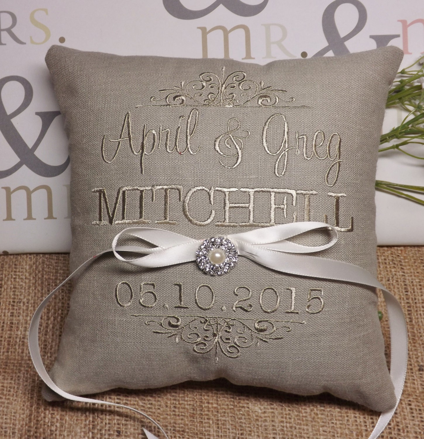 Ring Bearer Pillow embroidered ring bearer pillow custom