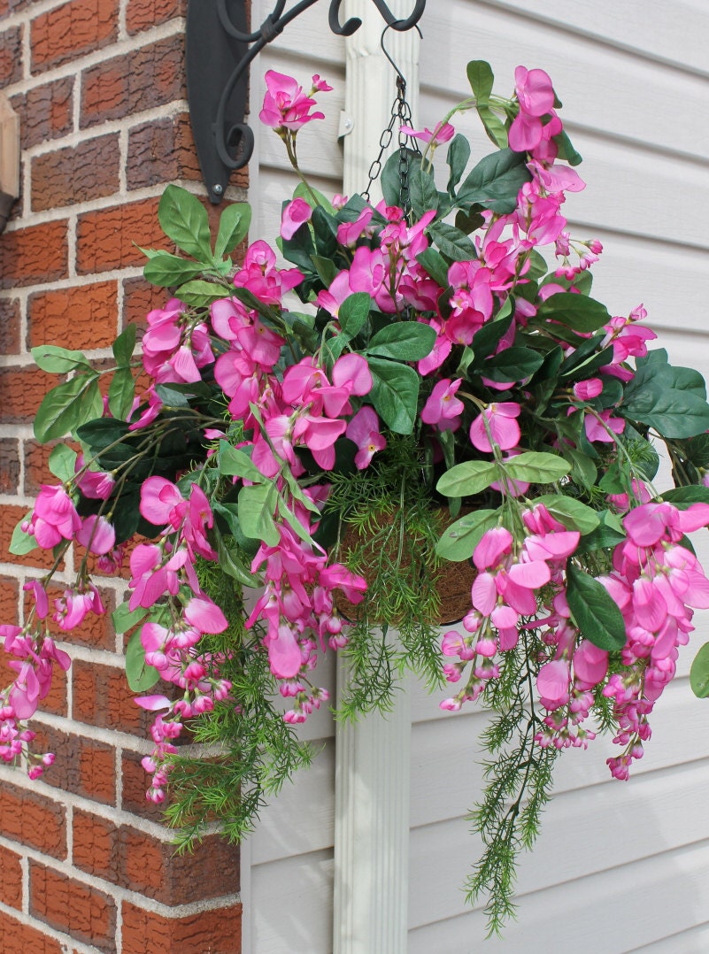 Silk Hanging Plant Fuschia Wisteria with by SilkEleganceFlorals