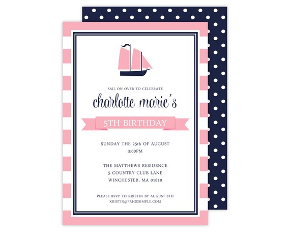 Sailboat Party Birthday Party or Shower Invitation (Nautical Party, Nautical Invitation, Sailboat Birthday, Sailboat Party) Il_570xn