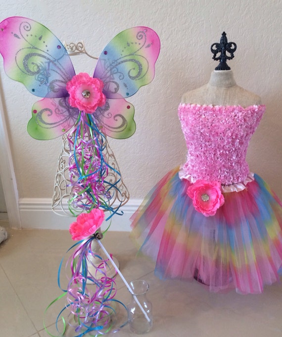 Rainbow Fairy Costume, Fairy Costume, Rainbow Wings, Rainbow Tutu, Pink Fairy Costume, Fairy Party, Pink Fairy Wings, Disney Vacation Trip Il_570xn