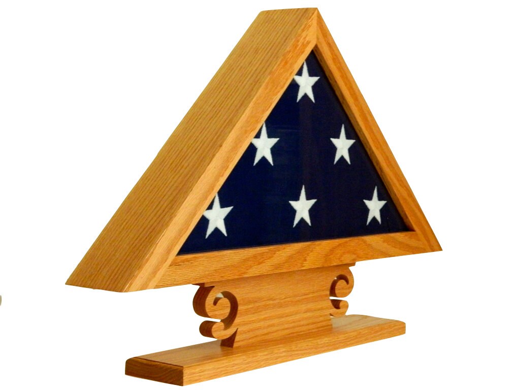 5 x 9 Burial Flag Solid Wood Flag Case with Stand