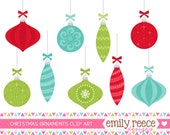 50% OFF - Christmas Ornaments Tree Bauble Decoration Cute Clip Art - Commercial Use - Scrapbooking Invitations Cards - Instant Download Il_170x135