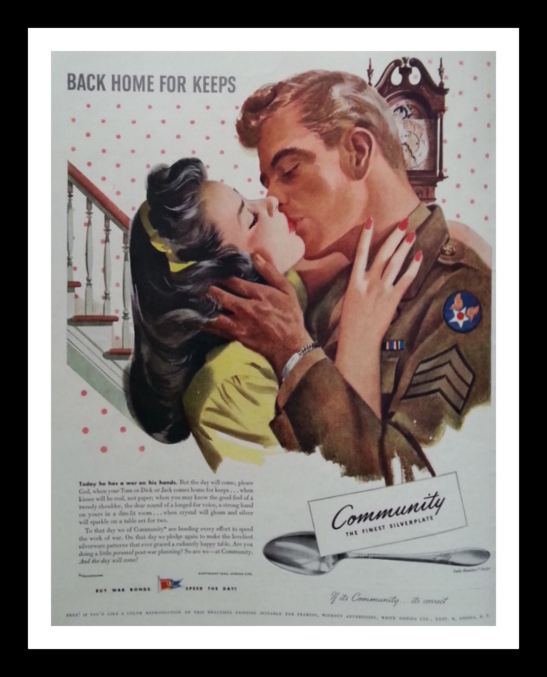 Couple in Love. Passionate Kiss. My MAN is back. Silver ad.