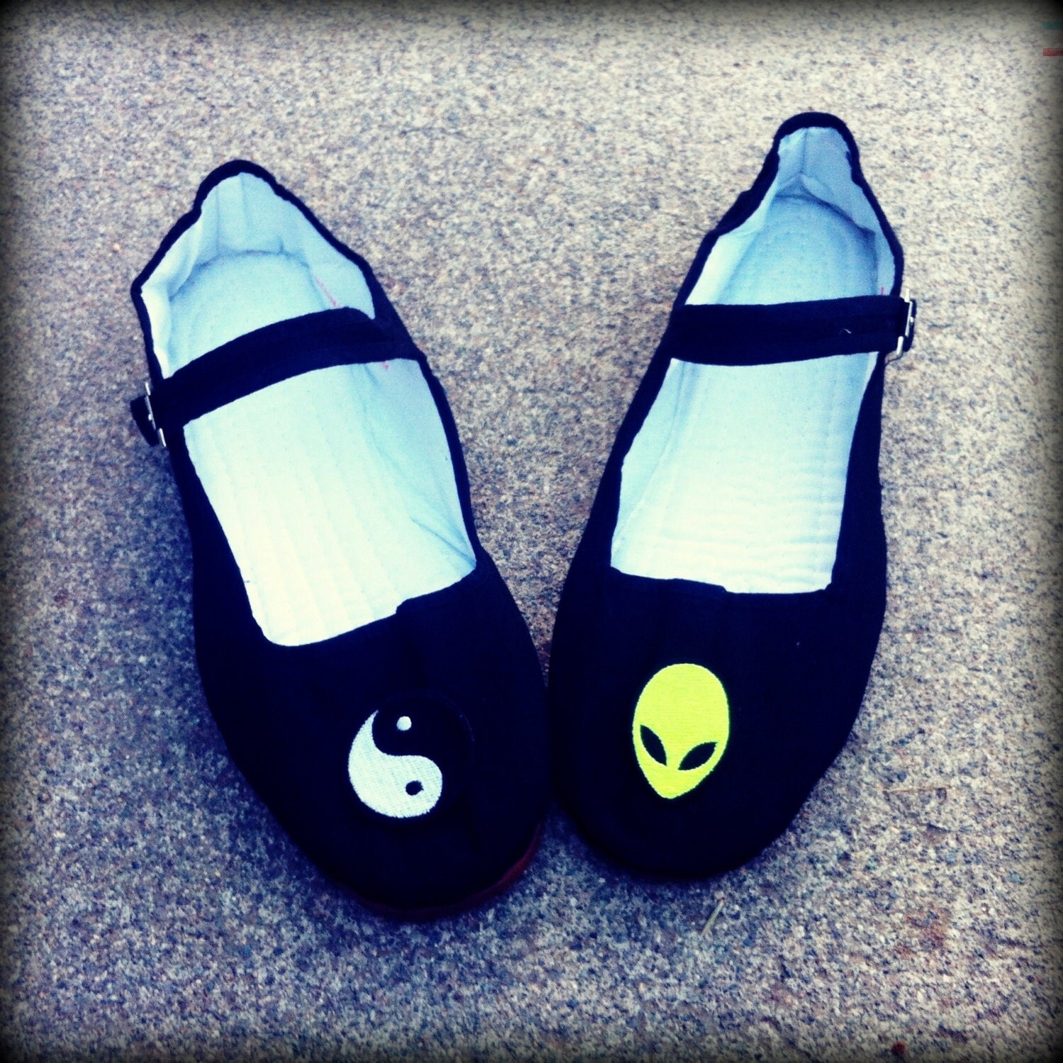 Alien & Yin Yang Cotton Mary Jane Shoes 90's by TrueBlueDryGoods