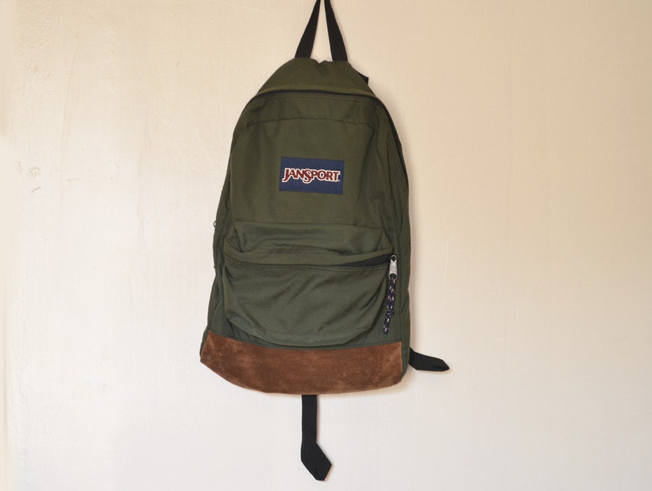 Vintage 90s Olive Green Jansport Backpack by bagwormvintage