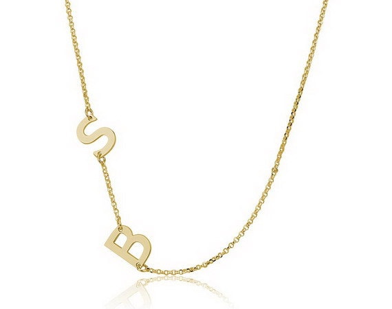 Sideways initial necklace gold Clearance
