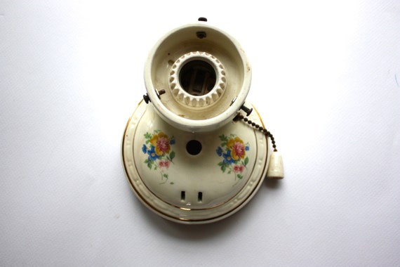 1930 s Porcelain Light Fixture Art Deco Shabby Roses