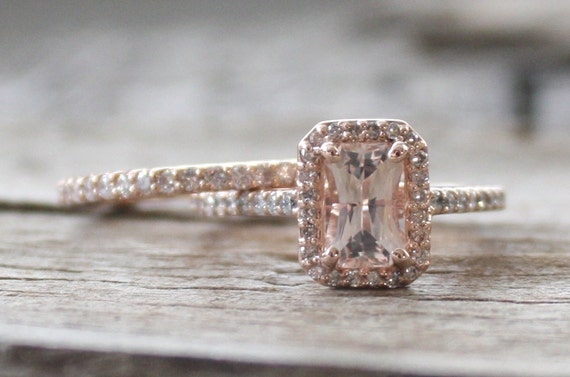 Rose gold radiant cut engagement rings