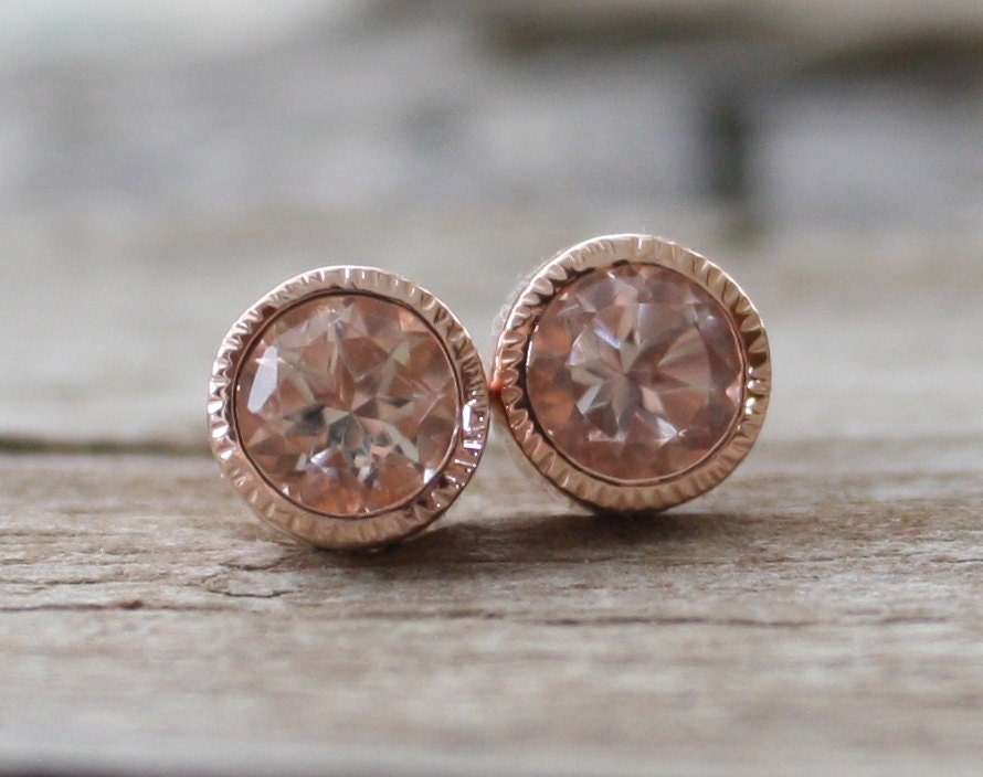 1.60 Cts. Peachy Pink Morganite Stud Earrings in 14K Rose Gold