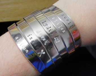 Teen Wolf Minimalist Hand Stamped Bracelets - Teen Wolf Jewelry Stiles Stilinski Scott McCall Lydia Martin Derek Hale Teen Wolf Bracelet