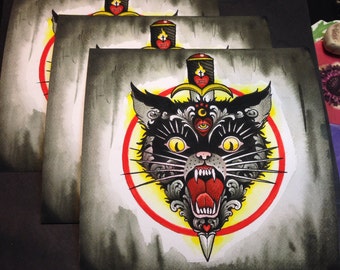 Cat Dagger 8x8 GiclÃ©e Ltd Edition