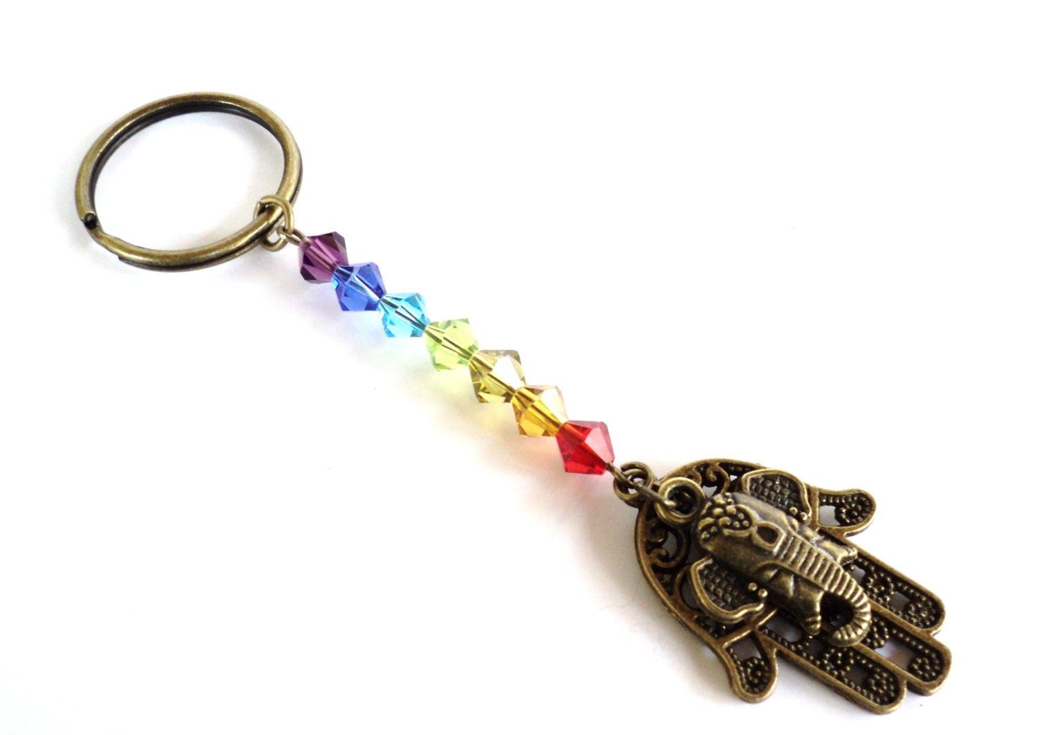 Hamsa Keychain 7 Chakra Yoga Accessories Hand of Fatima
