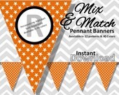 Orange Star Halloween Bunting Pennant Banner Instant Download - Mix & Match Banners: 12 patterns/40 colors - DIY Printable Party Decorations Il_170x135